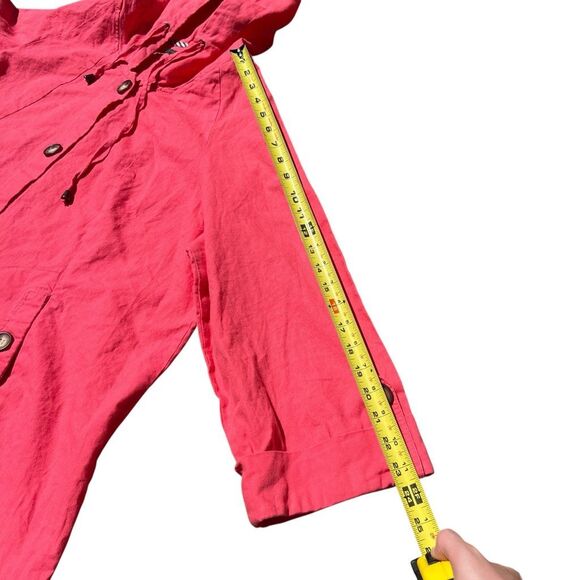FOR CYNTHIA Pink Linen Blend Hooded Windbreaker Size 1X - Picture 7 of 9